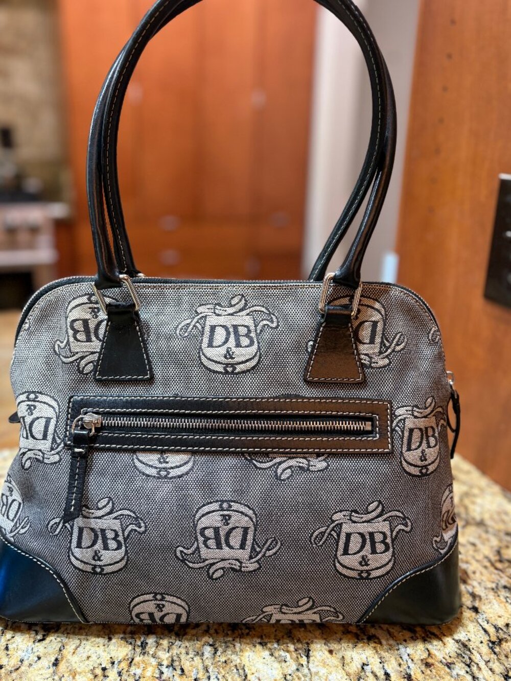 Dooney & Bourke Vintage Donegal Crest Canvas Satchel EUC